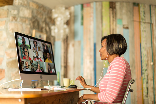 Woman on video call