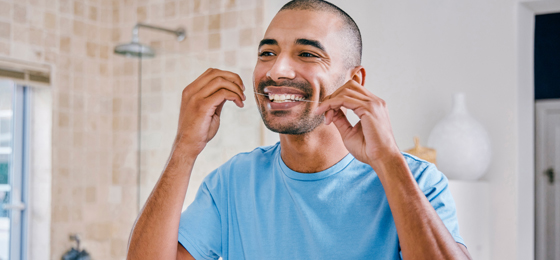 man-flossing