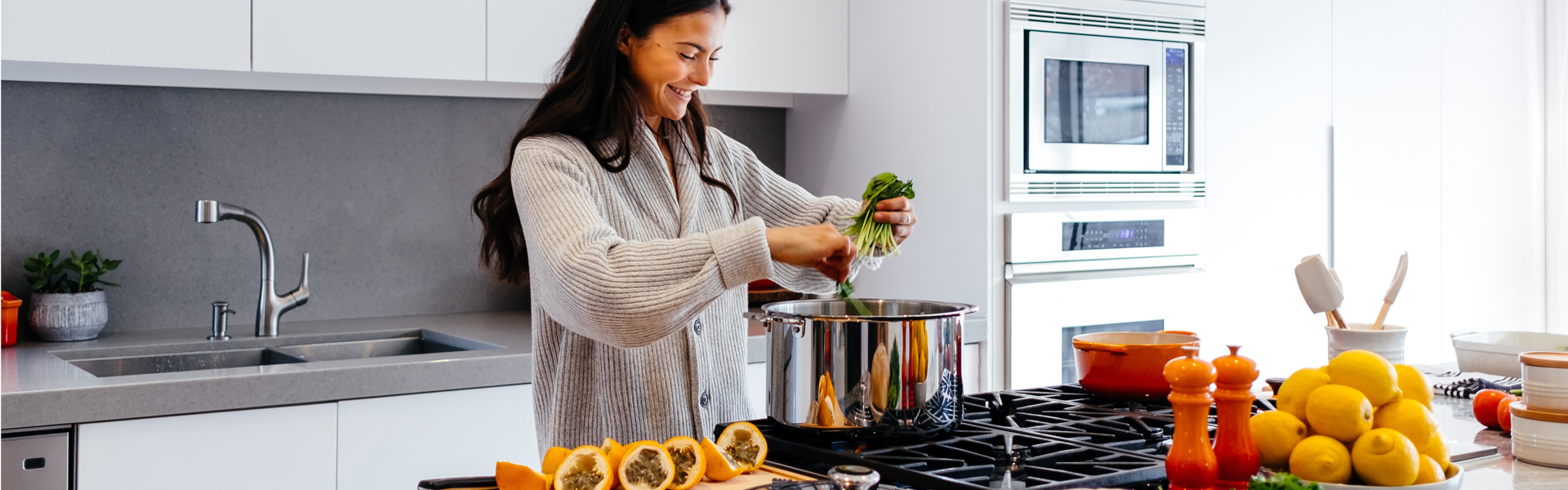 Woman cooking healthy food