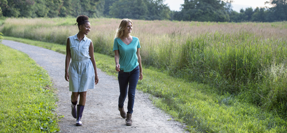 Women walking outside